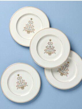 Lenox Federal Gold Tree Accent Plates | Set of 4 | NEW in Original Box